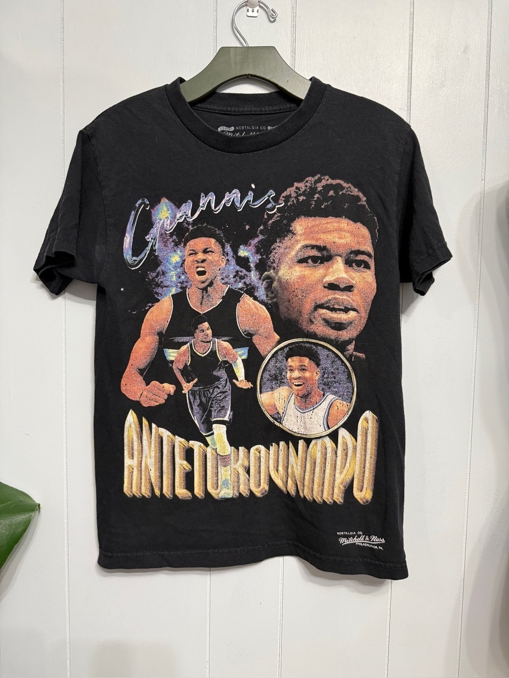 Mitchell & Ness Black Logo Tee with White Print